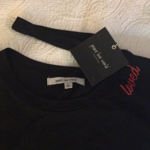 Peace Love World Choker Collar T-shirt